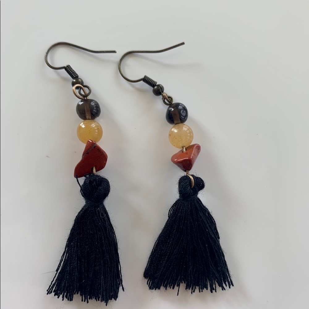Jasper Boho Tassel Earrings